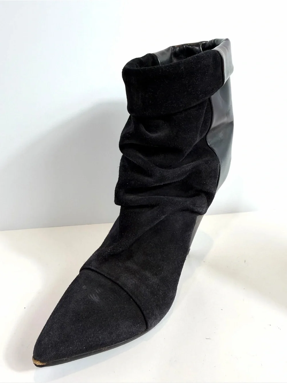 Isabel Marant Black Suede Leather Cone Heel Slouch Ankle Boots EU 36 / US 6